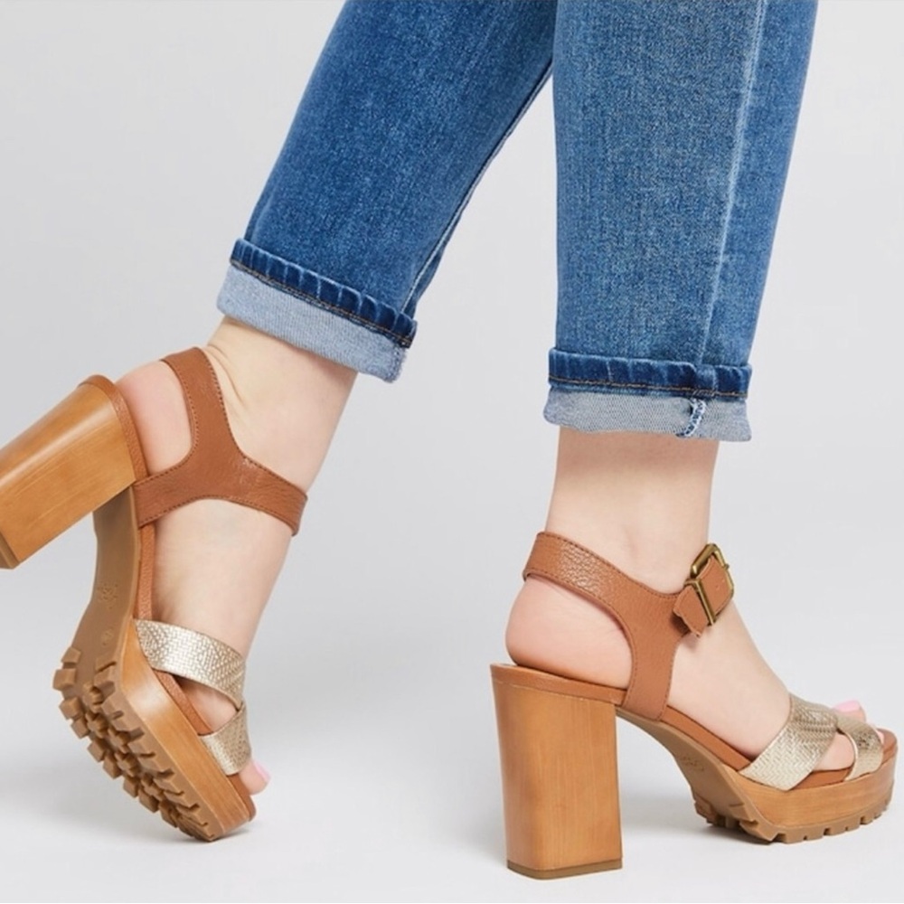 NWT Crown Vintage Julia Wood Block Heel Platform Sandal Women’s SZ 6.5 G… - Picture 2 of 9